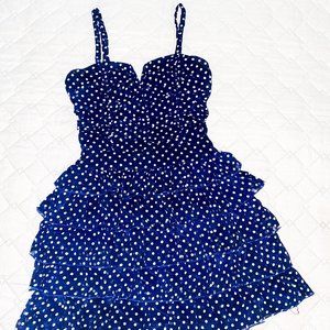 Navy blue with white dot, forever 21 Strap dress.